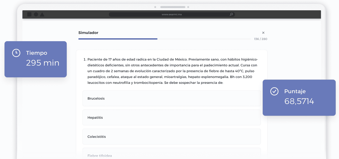 Simulador de examen ENARM con casos clínicos